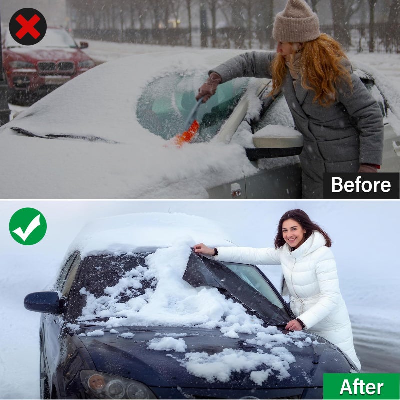 Instraella Windshield Cover for Ice and Snow, Heavy Duty 600D Oxford Fabric, Waterproof Car Snow Cover with Side Mirror Protector, for Cars, Compact SUVs, Winter Car Accessories - Image 3